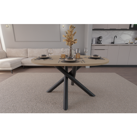 Stół owalny 138 x 100 cm w stylu LOFT nogi regulowane OMEGA dąb lindberg